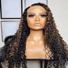 #30 Highlight Curly Wigs Black Honey Brown Mixed Colored Long Hair 136 HD Transparent Lace Frontal Wig 100% Real Human Hair Remy for Black Women Girls with Baby Hair Bleached Knots Pre plucked view 3