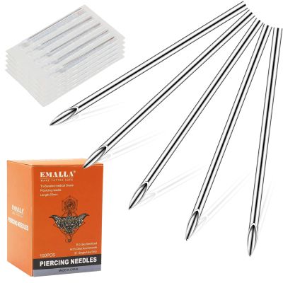 YONGDA 16G 100pcs Professional Piercing Needles - 316L Stainless Steel Jewelry Needles Hollow Design, Thin Sharp Tips for Nostril & Eyebrow Piercing Jewelry