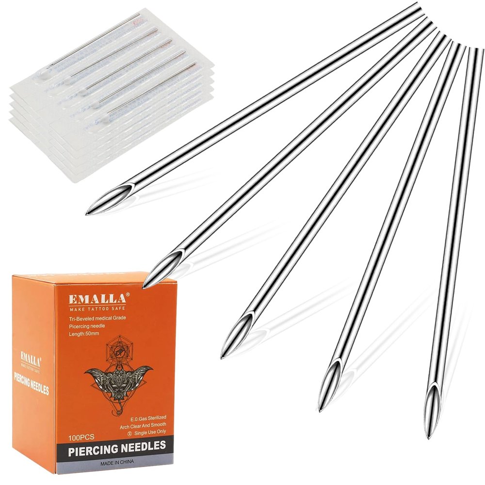 YONGDA 16G 100pcs Professional Piercing Needles - 316L Stainless Steel Jewelry Needles Hollow Design, Thin Sharp Tips for Nostril & Eyebrow Piercing Jewelry