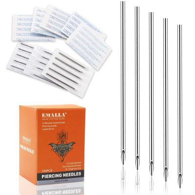 YONGDA 20G 100pcs Professional Piercing Needles - 316L Stainless Steel Jewelry Needles Hollow Design, Micro Tips for Ear & Septum Precision Piercing