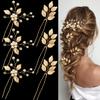 6 Pieces Bridal Wedding Hair Pins Gold Leaf Crystal Pearl Hair Pins Clips Headpiece Vintage Wedding Hair Accessories Jewelry with Rhinestone for Brides Bridesmaids Flower Girls (Classic) view 1