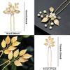 6 Pieces Bridal Wedding Hair Pins Gold Leaf Crystal Pearl Hair Pins Clips Headpiece Vintage Wedding Hair Accessories Jewelry with Rhinestone for Brides Bridesmaids Flower Girls (Classic) view 3
