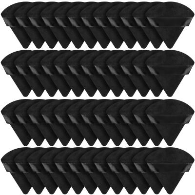 Suclain 48 Pcs Velour Triangle Powder Puff Soft Velour Makeup Puff for Face Powder Makeup Triangle Sponges for Wet and Dry Cosmetic Foundation Loose Mineral Body Tool(Black)
