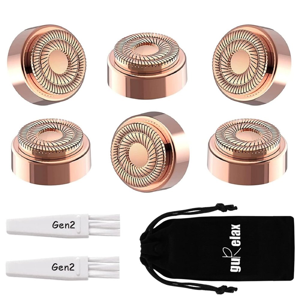 Replacement Heads for Finishing Touch Flawless Gen2, Replacement Blades for Facial Hair Remover Device for Women, 18k Gold Replacement Heads with Flannel Bag(Just fit for Gen2 Device)