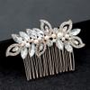 Uonlytech Rhinestone Pearl Hair Comb Wedding Hairpin Bridal Headpiece Gold Hair Comb for Women view 2