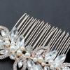Uonlytech Rhinestone Pearl Hair Comb Wedding Hairpin Bridal Headpiece Gold Hair Comb for Women view 4