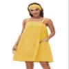 Alunsito Women's Wrap Adjustable Cotton Terry Spa Shower Bath Gym Cover Up Ladies Wrap Knee Length Bath Body Wrap Shower Robes XL Yellow view 1
