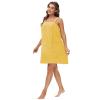 Alunsito Women's Wrap Adjustable Cotton Terry Spa Shower Bath Gym Cover Up Ladies Wrap Knee Length Bath Body Wrap Shower Robes XL Yellow view 3