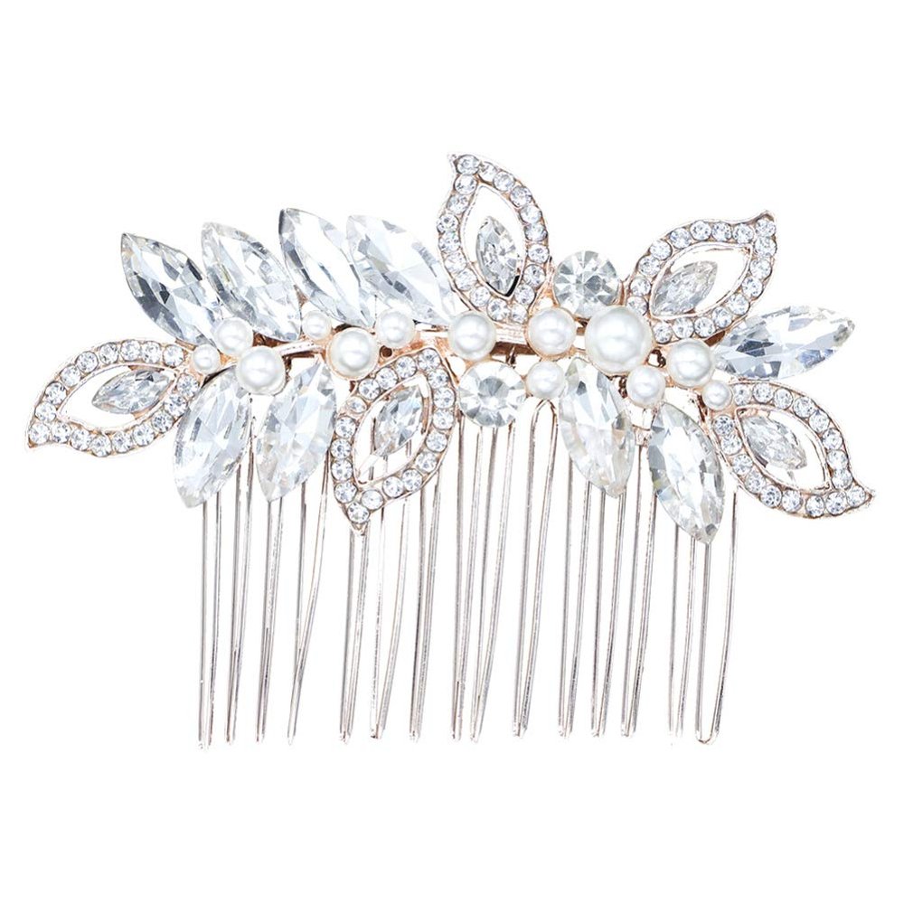 Uonlytech Alloy Hair Comb for Brides Rhinestone Insert Comb Hair Decoration Elegant Bridal Headdress for Wedding Parties and Special Occasions