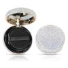 KEYPOWER Makeup Powder Empty Box with Bling Diamond Loose Powder Compact Empty Container with Powder Puff and Mirror Refillable for Home or Trip (White) view 1