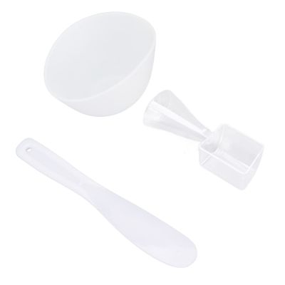 3Pcs Face Mask Mixing Bowl Set, Measuring Spoon and Spatula, Soft Silicone Washable Face Mask Bowl Set, Skin Care Mask Mixing Tool Kit White