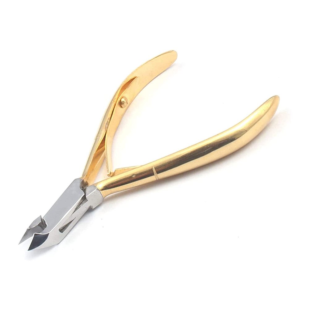 MuskalMed Professional Ingrown Toe Nail Cutters Clippers Pliers | Side Cutters Straight Curved | Beauty Gauges | Cuticle Pushers Skin Knife (Cuticle Nipper Half Gold 10Cm)