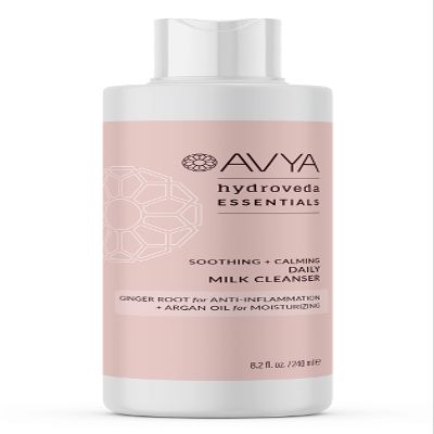 AVYA Hydroveda Essentials Daily Milk Cleanser (8.2oz) - Advanced Ayurvedic Skincare/Removes Makeup and Impurities for Natural Radiance/Ginger Blend Great for Sensitive Skin