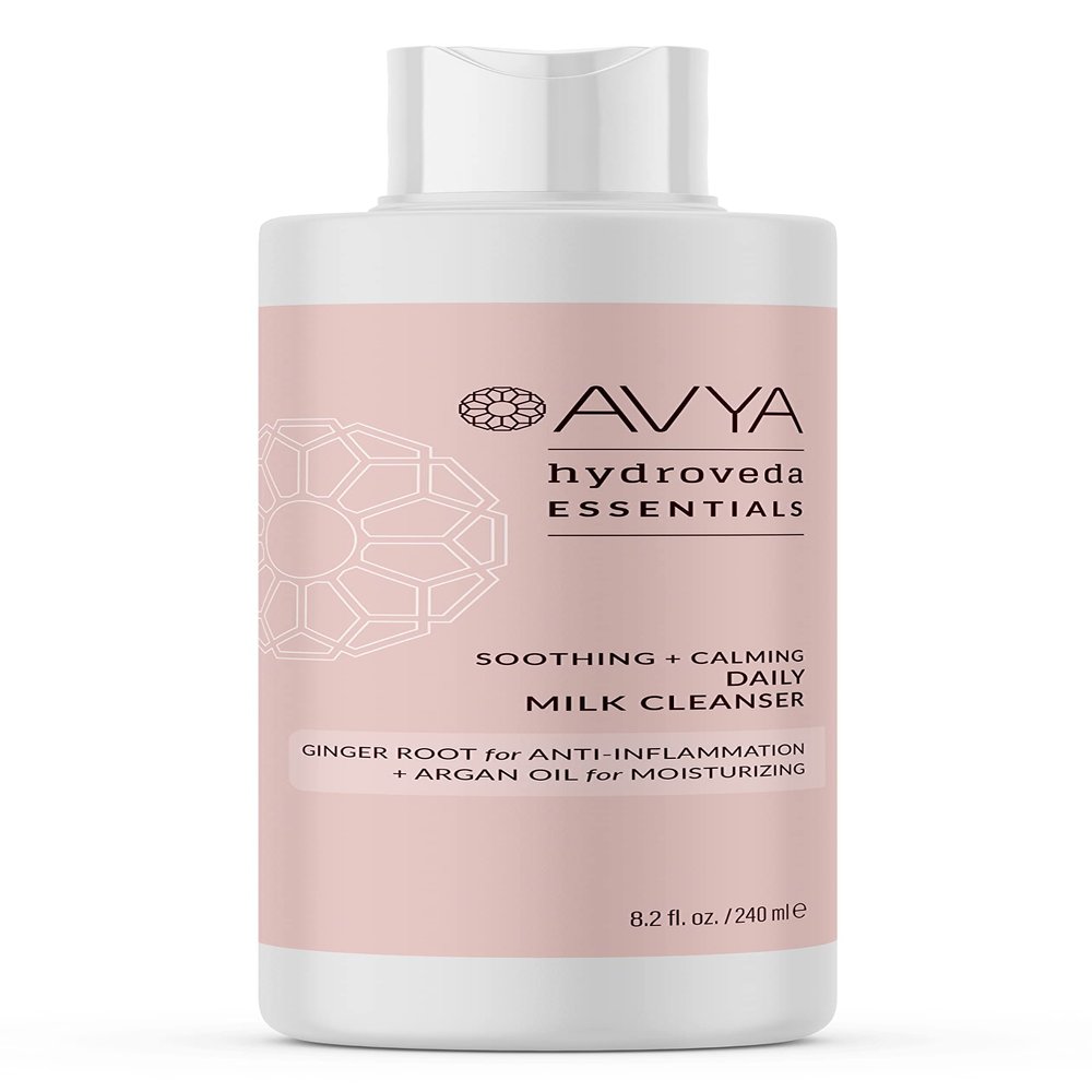 AVYA Hydroveda Essentials Daily Milk Cleanser (8.2oz) - Advanced Ayurvedic Skincare/Removes Makeup and Impurities for Natural Radiance/Ginger Blend Great for Sensitive Skin