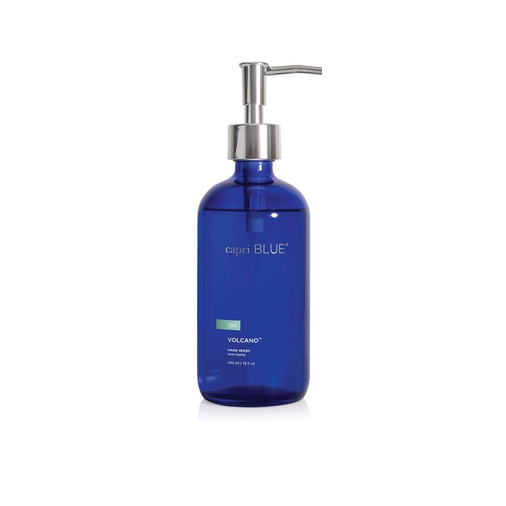 Capri Blue Hand Wash Soap - Liquid Luxury Hand Soap - Tropical & Fruity Scented Moisturizing Wash - Refillable Glass Pump Bottle - No Added Gluten, Parabens, or Sulfates (Volcano, 15 fl oz)