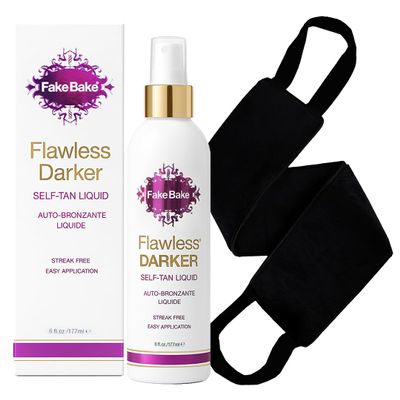 Fake Bake Flawless Darker Self-Tanning Liquid Spray, 6 oz with Body Mate Self-Tanning Applicator