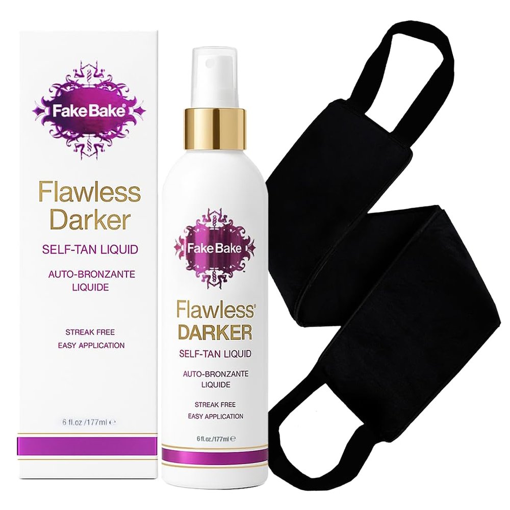 Fake Bake Flawless Darker Self-Tanning Liquid Spray, 6 oz with Body Mate Self-Tanning Applicator