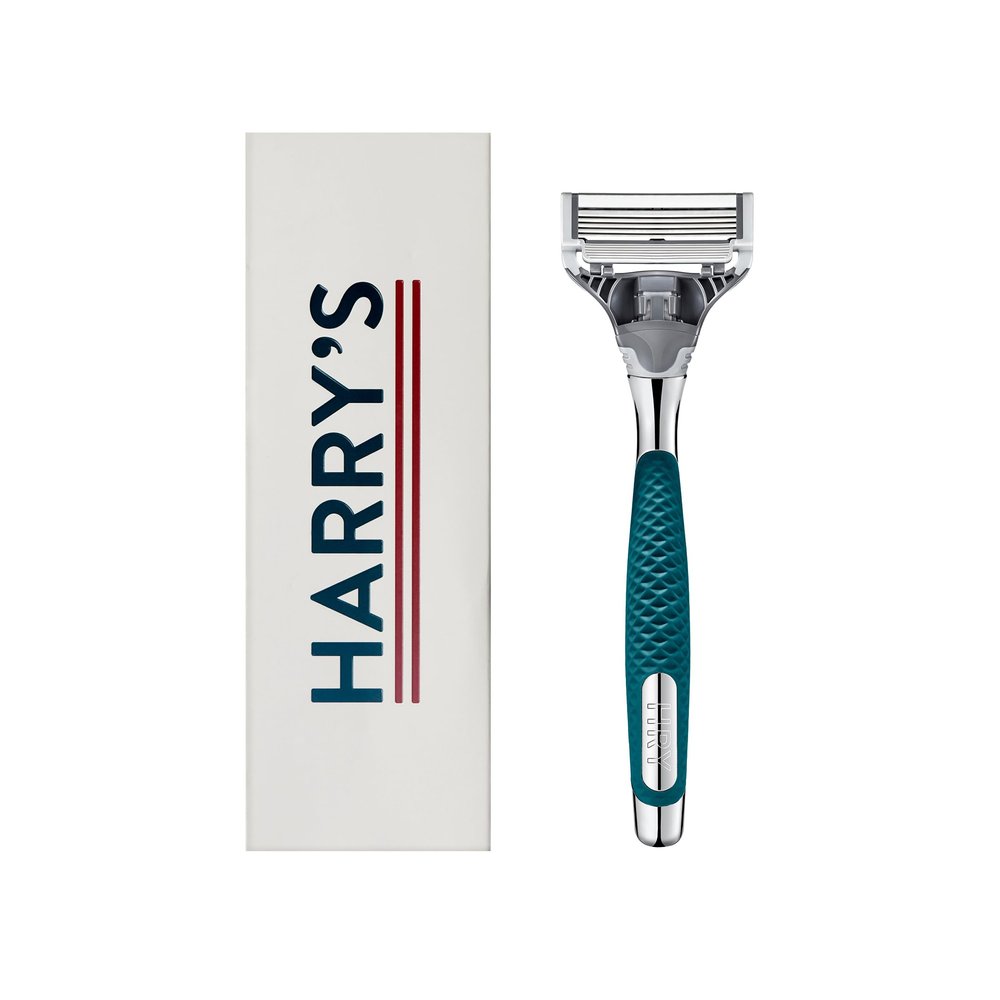 Harry's Razors for Men - Winston Chrome Razor Handle, 1 Handle and 1 Razor Blade Refill (German-Engineered Blades with Lubricating Strip and Precision Trimmer)