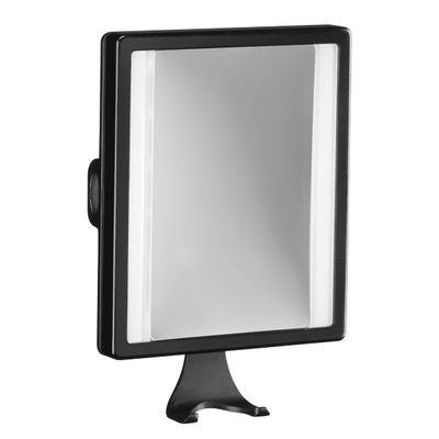 ConairMan Lighted Mirror, Fogless Mirror for Shower with 2X Magnification, Shower Mirror Fogless for Shaving, Battery Operated in Glossy Black, 7.3"L x 5"W