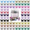100 Pieces Butterfly Pastel Mini Hair Claw Clips, Tiweio Hair Accessories for Women and Girls - 14 Metallic Colors with Box Package view 1