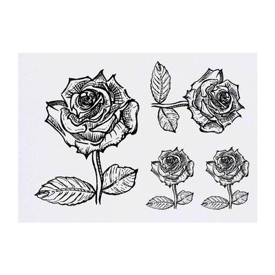 Azeeda 4 x 'Rose' Temporary Tattoos - Water Resistant, Skin-Safe, Non-Toxic Transfers, Mixed Sizes (TO00003127)