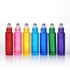 10 Pcs Frosted Glass Essential Oils Roll on Bottles,10ml Refillable Massage Roller Bottles Perfume Bottles with Stainless Steel Ball Wood Grain Cap Empty Travel Roller Essential Oils Vials(Pink) view 2