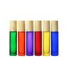 10 Pcs Frosted Glass Essential Oils Roll on Bottles,10ml Refillable Massage Roller Bottles Perfume Bottles with Stainless Steel Ball Wood Grain Cap Empty Travel Roller Essential Oils Vials(Purple) view 2