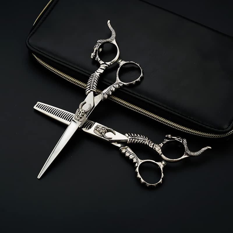 Professional Hair Cutting Shears, 440C Japanese Stainless Steel Hair Cutting Shears Hairdressing Hand Barber Scissors For Professional salon Scissors set (Color : SET)