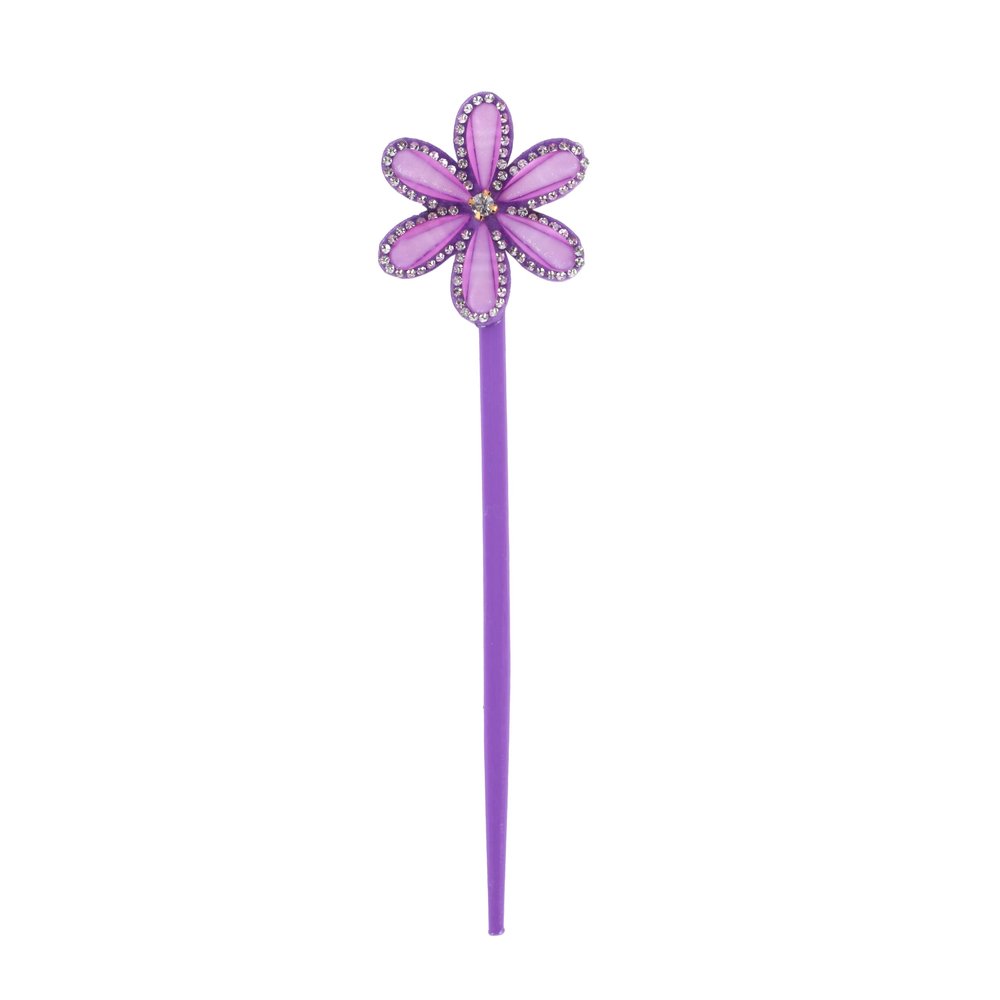 One Hair Stick Chopstick with Gem Flower for Women - Purple