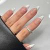 DANMANR Square Press on Nails Short Fake Nails French Acrylic Full Cover False Nails for Women and Girls 24PCS (White French) view 1
