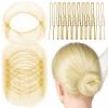Fandamei 20PCS Hair Nets Invisible, Gold Elastic Edge Mesh, 20inch(50cm), for Bun & 40PCS U Shaped Hair Pins, Gold, 2.4inch(6cm), for Women, girls, Ballet Bun Maker Dance view 1