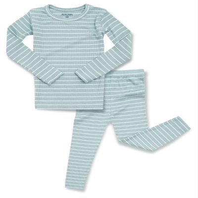 AVAUMA Toddler Kids Viscose Striped Long Sleeve Pajama Set (Sky Blue) 3T