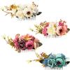 Cinaci 4 Pack Large Artificial Flower Metal Hair Side Combs Floral Slide Hair Clips Wedding Bridal Headpieces Hairpins Barrettes Decorative Hair Comb Bun Accessories for Women Girls Brides Bridesmaids view 1
