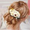 Cinaci 4 Pack Large Artificial Flower Metal Hair Side Combs Floral Slide Hair Clips Wedding Bridal Headpieces Hairpins Barrettes Decorative Hair Comb Bun Accessories for Women Girls Brides Bridesmaids view 2