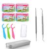 FAMILIFE Dental Floss Picks Kids flossers Toddler Threaders Children Unwaxed Unflavored Fluoride Free 200 Picks and 100% Stainless Steel Ingrown Toenail File and Lifter Double Sided with Storage Case view 1