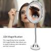 10X Magnifying Makeup Mirror with Powerful Suction Cup,LED Lighted Bright Diffused Light and 360 Degree Rotating Adjustable Gooseneck,Portable Cordless Home Office Travel Bathroom Vanity Mirror view 2