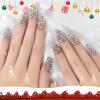 Elevenail Handmade 24pcs Full 3D Rhinestone Press on False Nails Medium length Coffin Fake Nails Salon DIY Manicure Reusable Acrylic Shiny Crystal Nail Art Tips Gift for Women Girls view 1