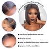 13x4 HD Invisible Lace Front Human Hair Wig Short Bob Brazilian Remy Hair Straight Pre Plucked Human Hair Wigs for Black Women Glueless Wigs 150% Density with Baby Hair Natural Hairline 8inch view 2
