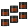 Beavorty 6sets Leak Glass Cream Sample Jars for Travel Refillable Face Cream Containers Reliable Lid Design Brown Bottles Black Caps for Skincare and Cosmetics view 1