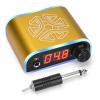 ATOMUS Tattoo Power Supply with Wireless Tattoo Pedal Colorful Light Power Cable for Tattoo Machine Pen Liner and Shader (Gold) view 1