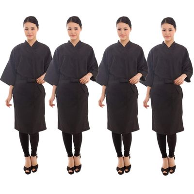 PERFEHAIR Salon Client Gown Robes Cape, Pack of 4, Hairdressing Gown Smock for Hair Stylist to Hair Cutting, Hair Coloring-Black