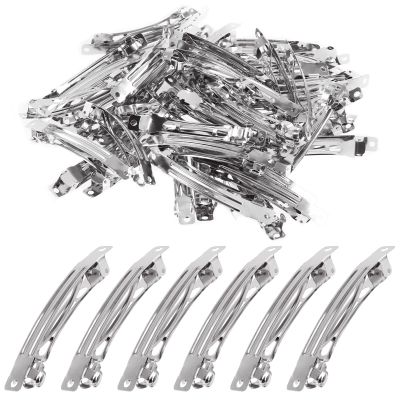 Wokape 80Pcs 3 Inch French Barrette Hair Clips, 80mm Metal Blank Hair Clips for Salon and Women Girls Hair Bows DIY Projects