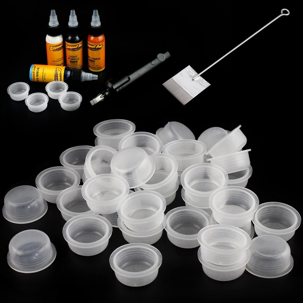 Tattoo Ink Caps Large-Denergy 100pcs Premium Mag Disposable Ink Cap Fit with 69 Big Magnum Needles