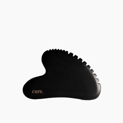 cure. Bian Stone Gua Sha Facial Tool Natural Black Stone for Face Massage, Lifting & Sculpting - Lymphatic Drainage & Toning - Gift for Women