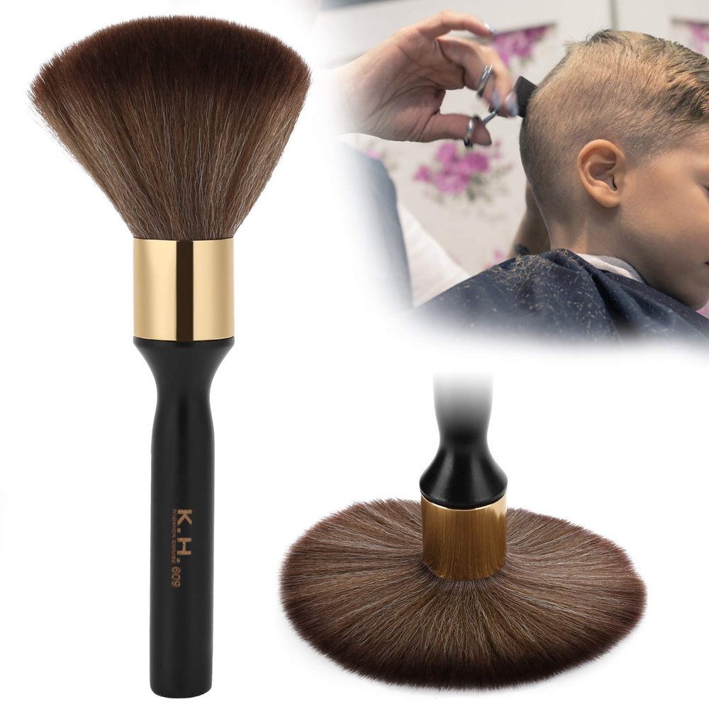 Neck Hair Duster Brush Professional Barber Brush Salon Home Barbershop Ultra Soft Gentle Fiber with Wooden Handle Large Hair Cutting Neck Duster Brush(Black)