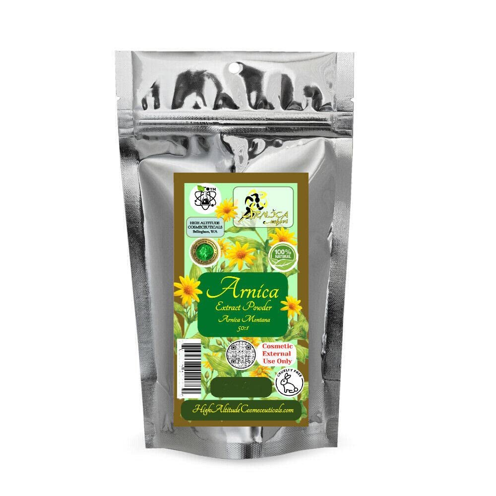112g (4oz) ARNICAmfort Arnica Montana Extract Powder Extra Strength (High Concentration 50:1) - for Sore Muscle Joints Soothing, DIY Arnica Massage Cream, Bath Herbal Salts Soak, Hand Feet Body Soak