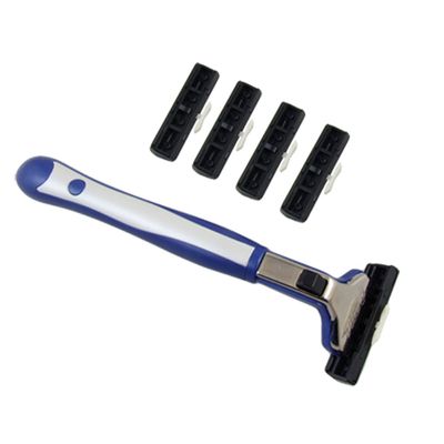 Ruilogod 5 Pcs 2 Layer Shaver Blades w White Blue Plastic Handle (id: 519 3e3 f49 dbc d01