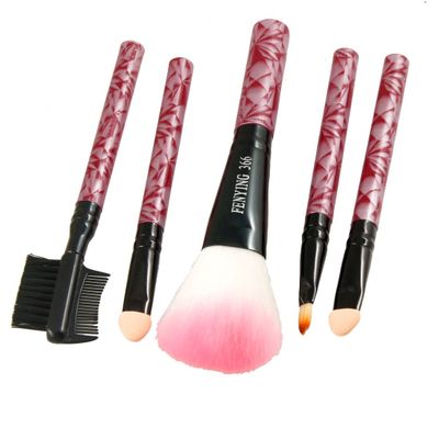 Ruilogod Red Plastic Handle 5 in 1 Makeup Tool Set Blusher Brush Eyebrow Comb(id:27 e4c b6 b4b ed4
