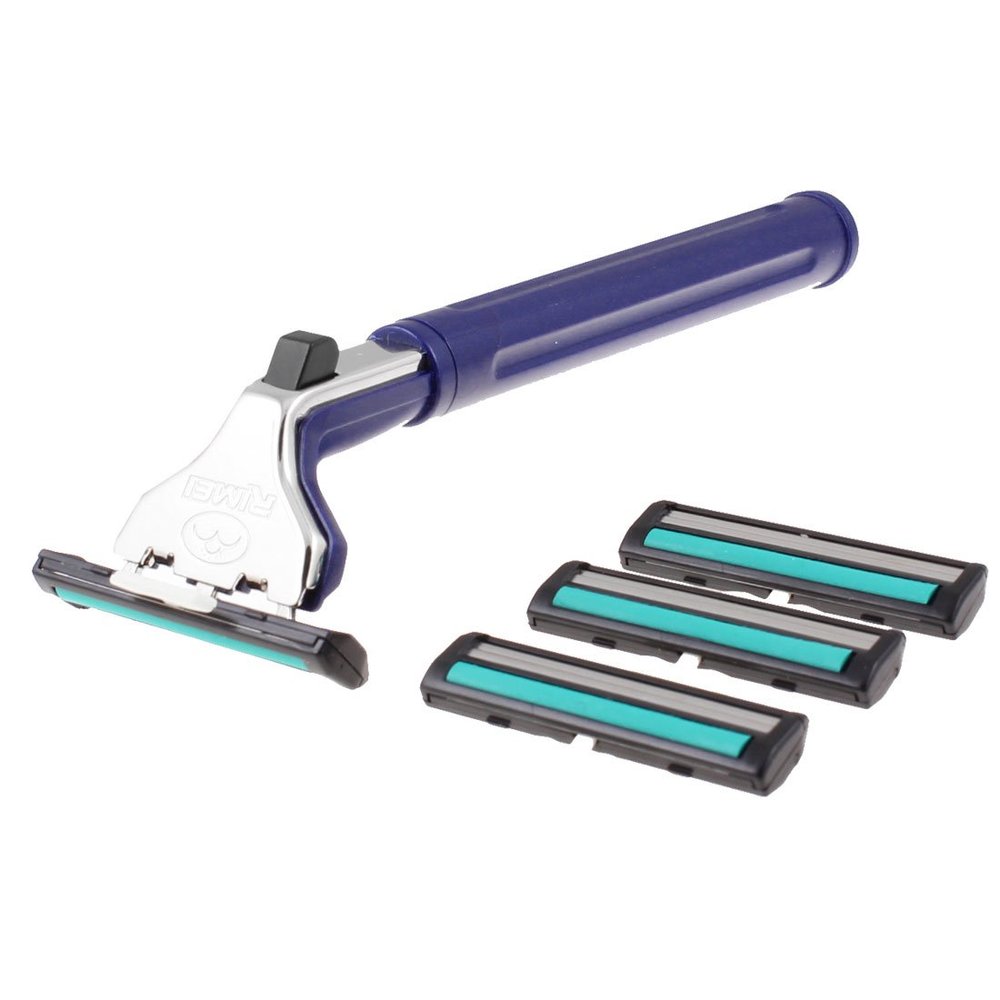 Ruilogod Navy Blue Handle Double Layer Blades Manual Shaver Razor (id: 57d 446 da6 f9e 92a