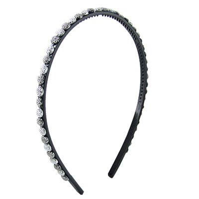 Ruilogod Silver Tone Gray Plastic Crystal Inlaid Black Band Hair Hoop for Girl(id:cc fdc 48 ce8 1fe